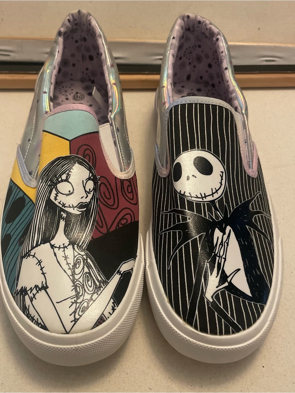 Nightmare Before Christmas Characters Slip-On Sneakers  Jack and Sally size 10